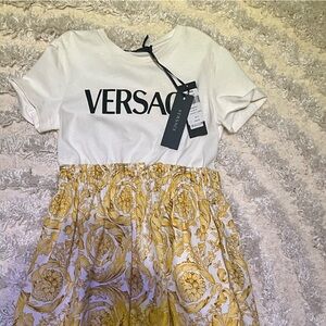 Kids Versace gold n white dress size 6 girls
